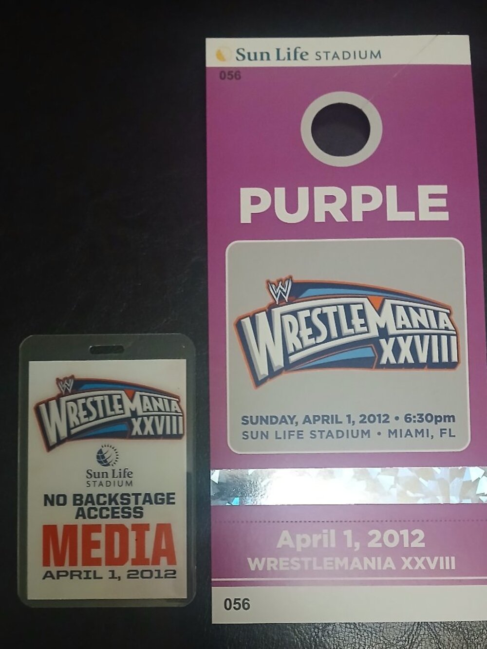 Wrestlemania 28 press pass and parking pass